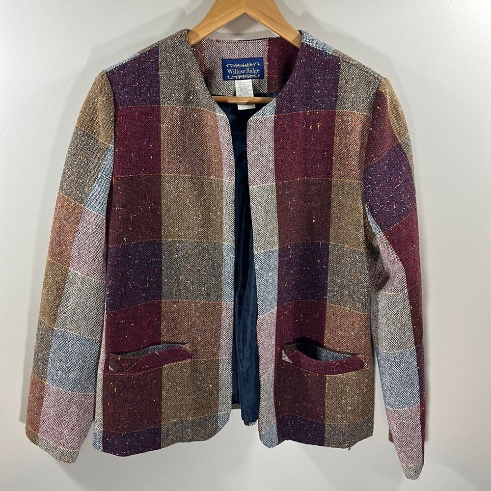 Willow Ridge Blazer Jacket Tweed Autumnal Plaid Wool Blend Vintage - Picture 1 of 8